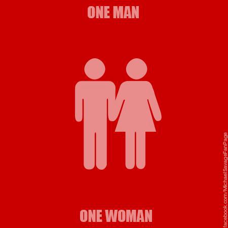 red sign one-man-one-woman